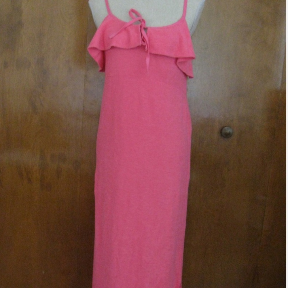 Juicy Couture Hot Pink Ruffle-Front Spaghetti Strap Maxi Dress
